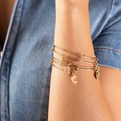 Initial O Charm Bangle