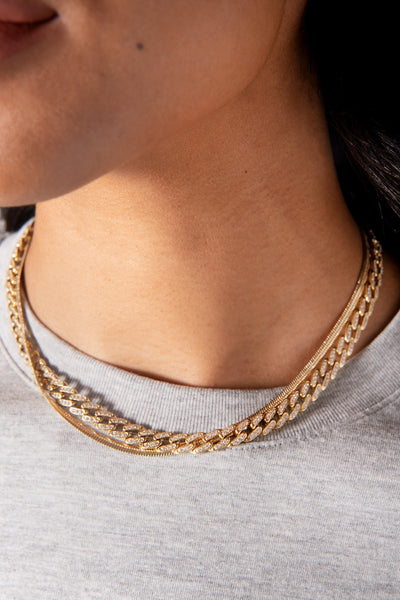 Crystal Pave Curb Chain Necklace