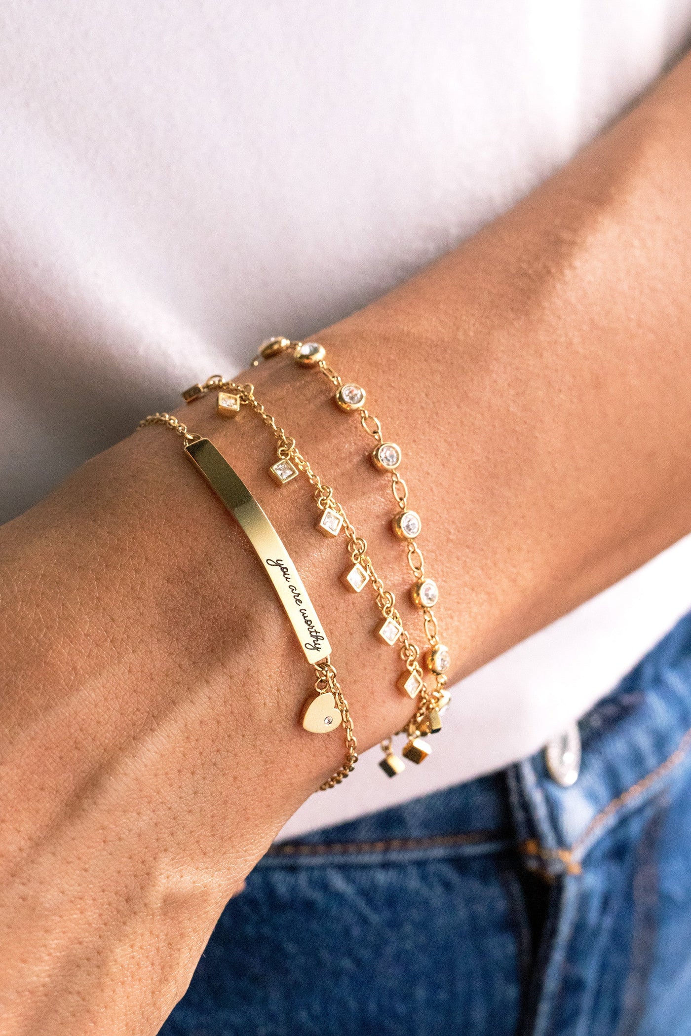 Crystal Pebble Chain Bracelet