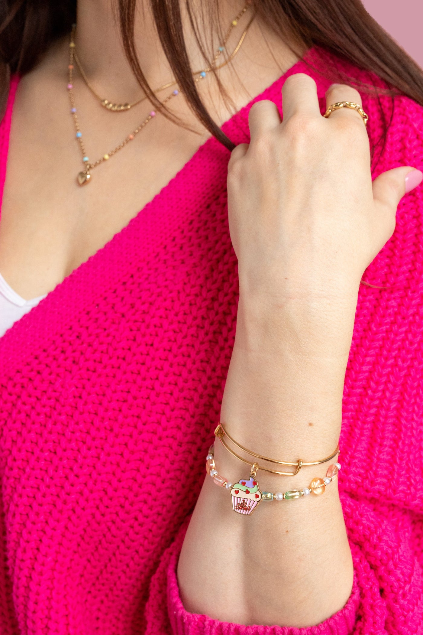 Colorful Heart Beaded Bangle