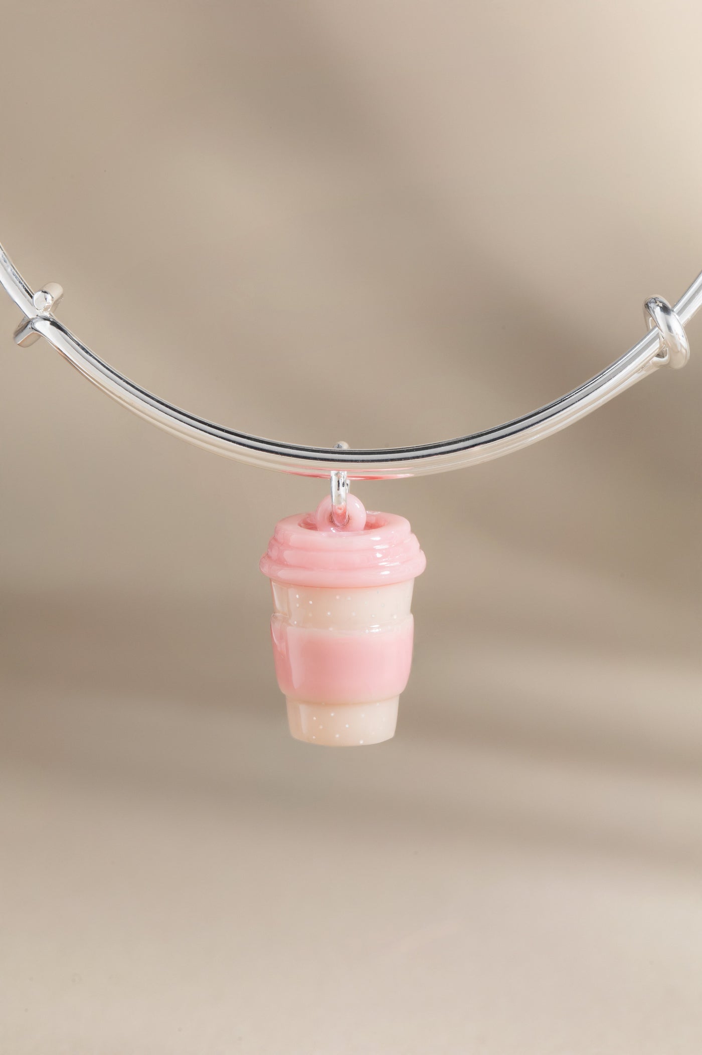 Pink Coffee To-Go Cup Resin Charm Bangle