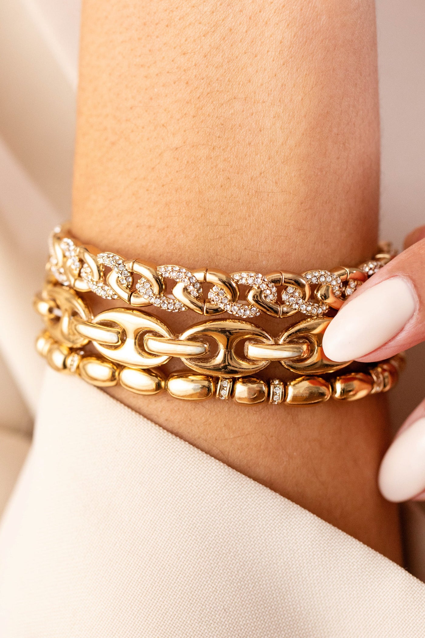 Pave Curb Chain Stretch Bracelet