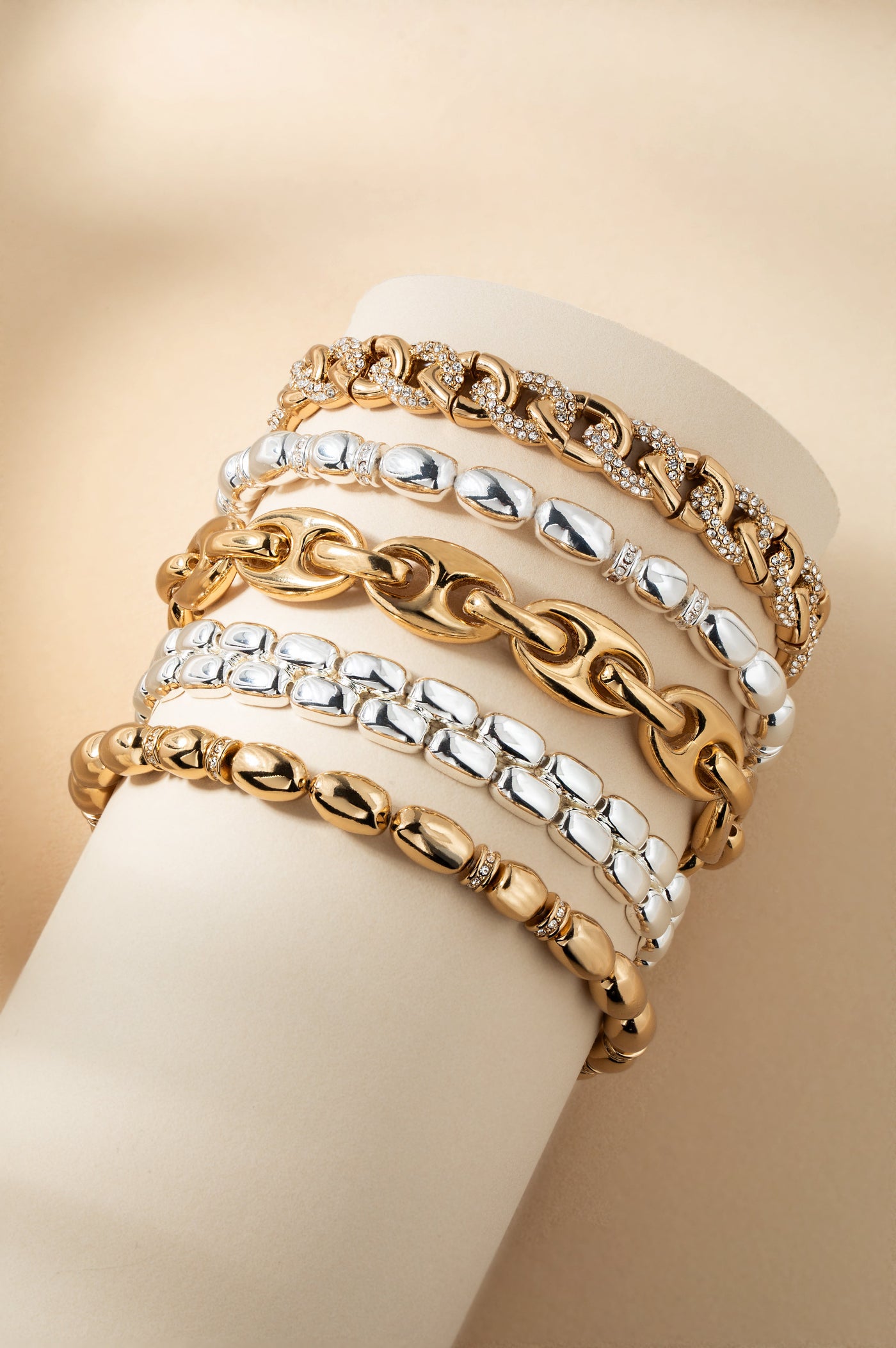 Pave Curb Chain Stretch Bracelet