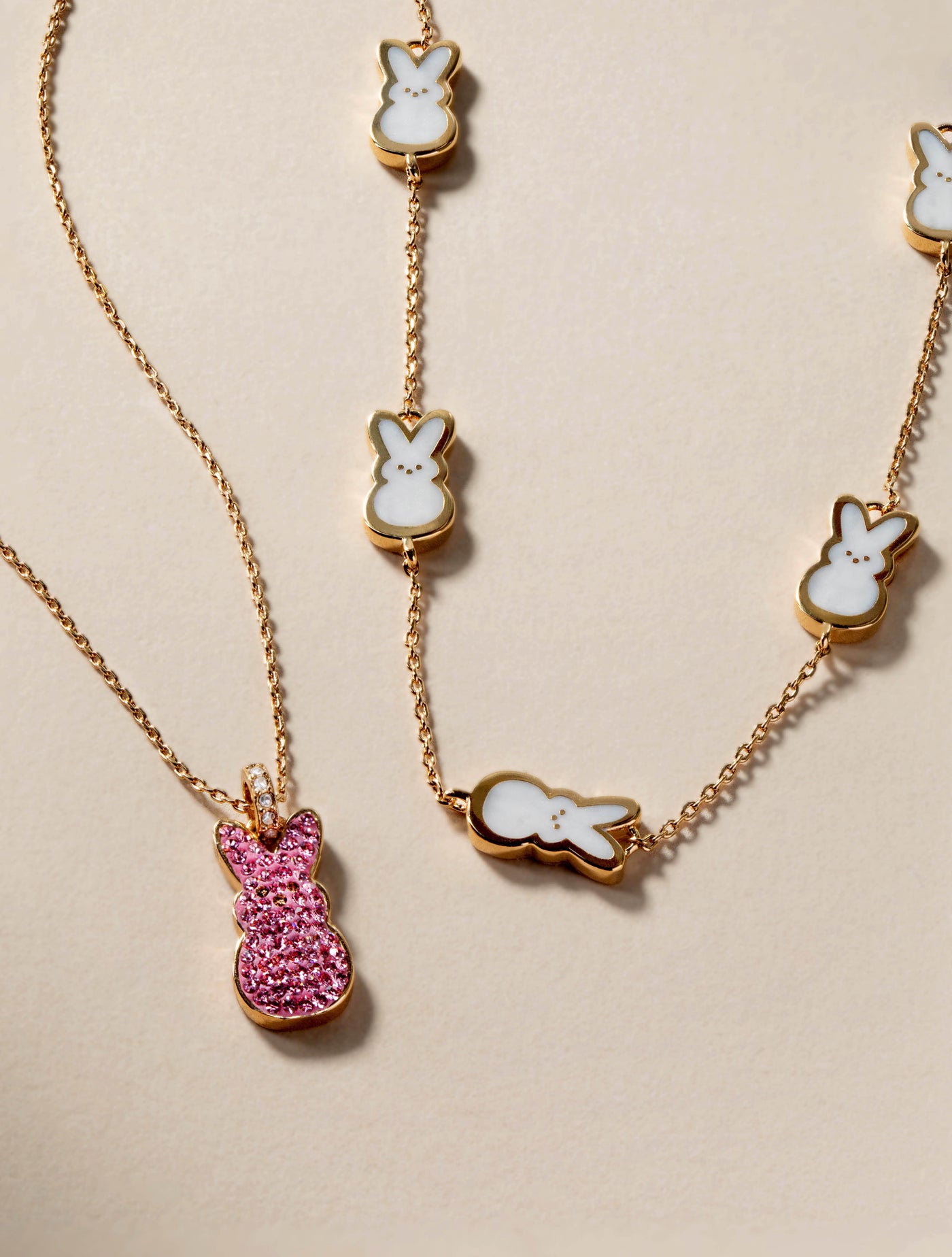 PEEPS® Pink Crystal Bunny Pendant Necklace