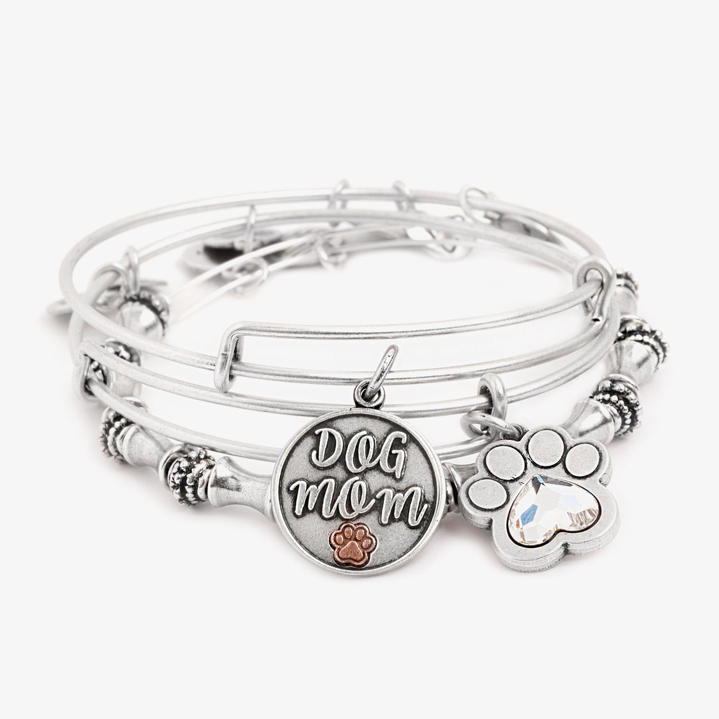 'Dog Mom' Charm Bangle, Set of 3