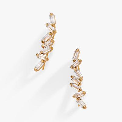 Crystal Baguette Crawler Earrings