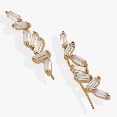 Crystal Baguette Crawler Earrings