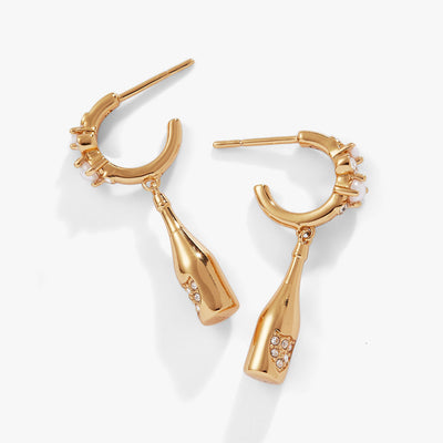 Champagne Drop Huggie Hoop Earrings