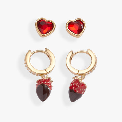 Chocolate-Covered Strawberry Earrings, Set of 2