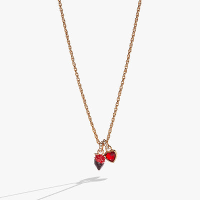 Chocolate-Covered Strawberry Duo Charm Pendant Necklace