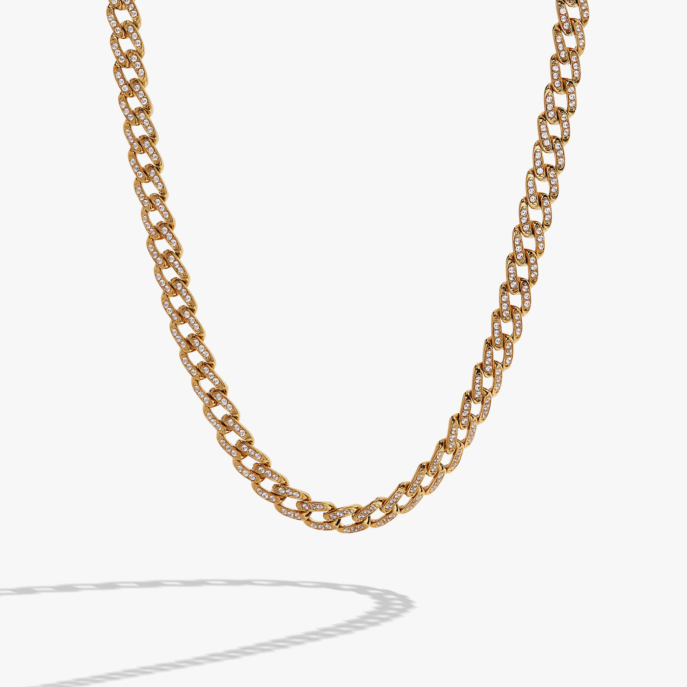 Crystal Pave Curb Chain Necklace