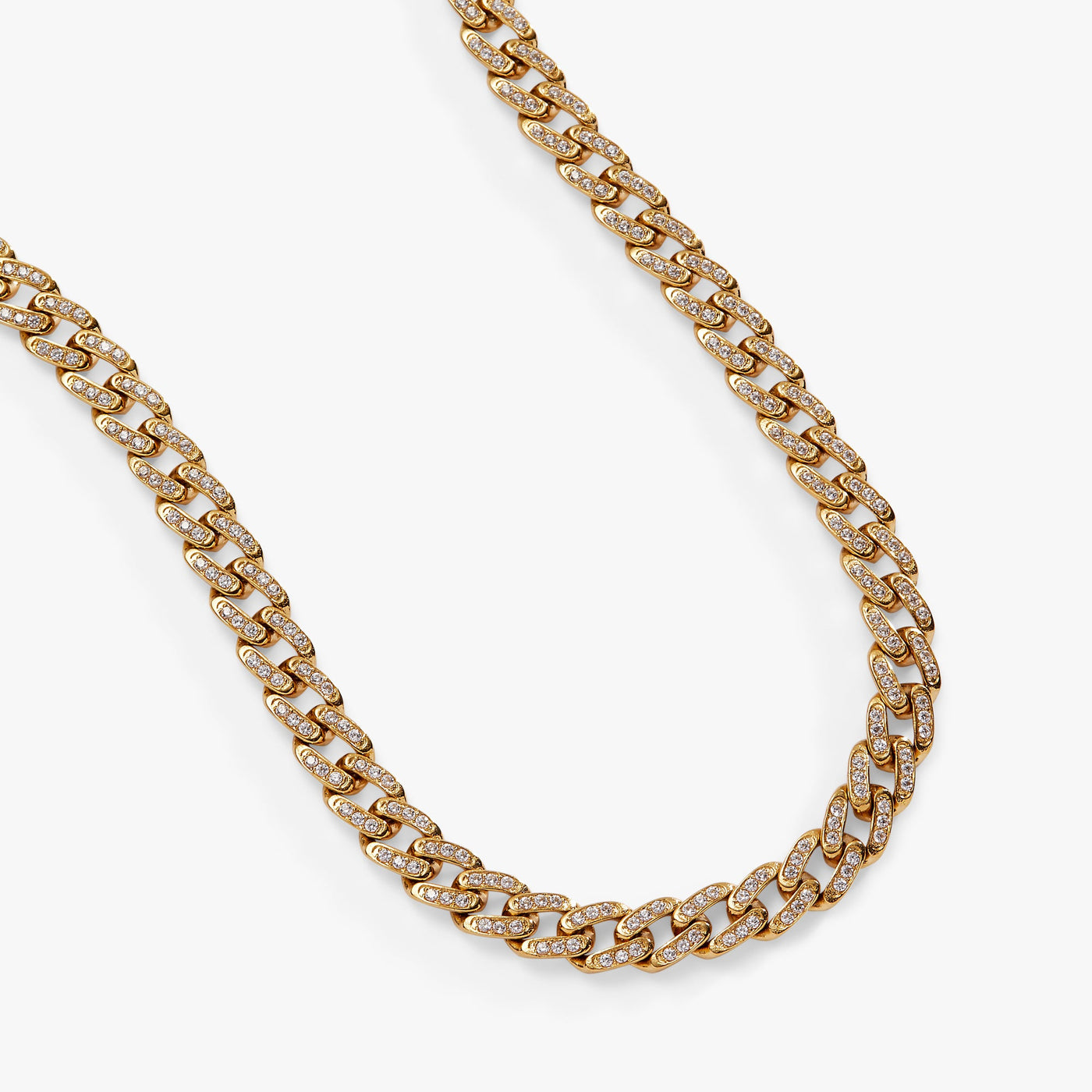 Crystal Pave Curb Chain Necklace