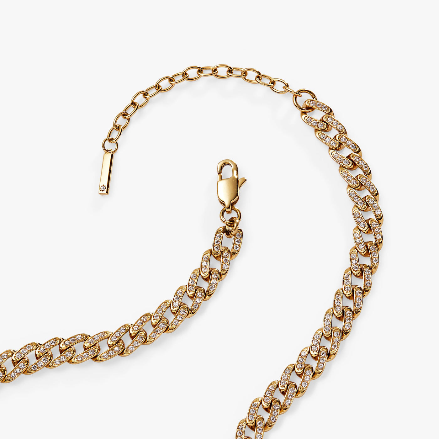 Crystal Pave Curb Chain Necklace