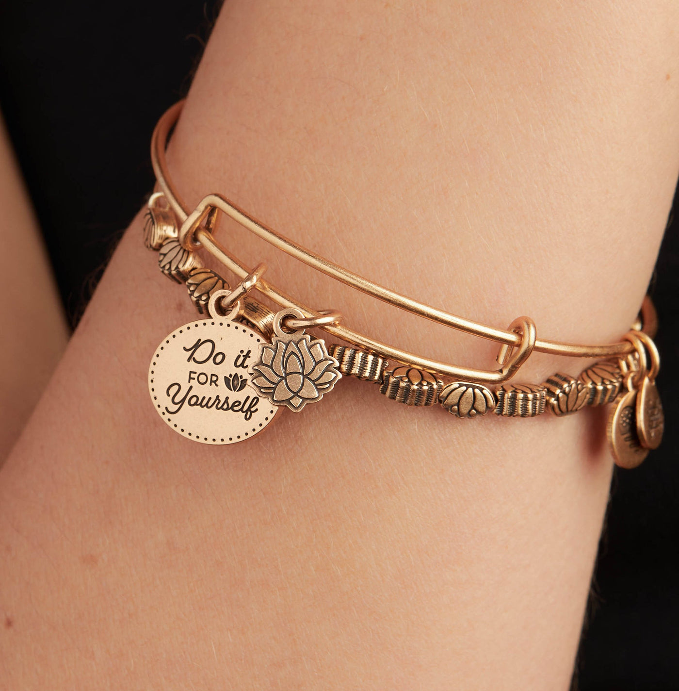 'Do it for Yourself' Lotus Duo Charm Bangle