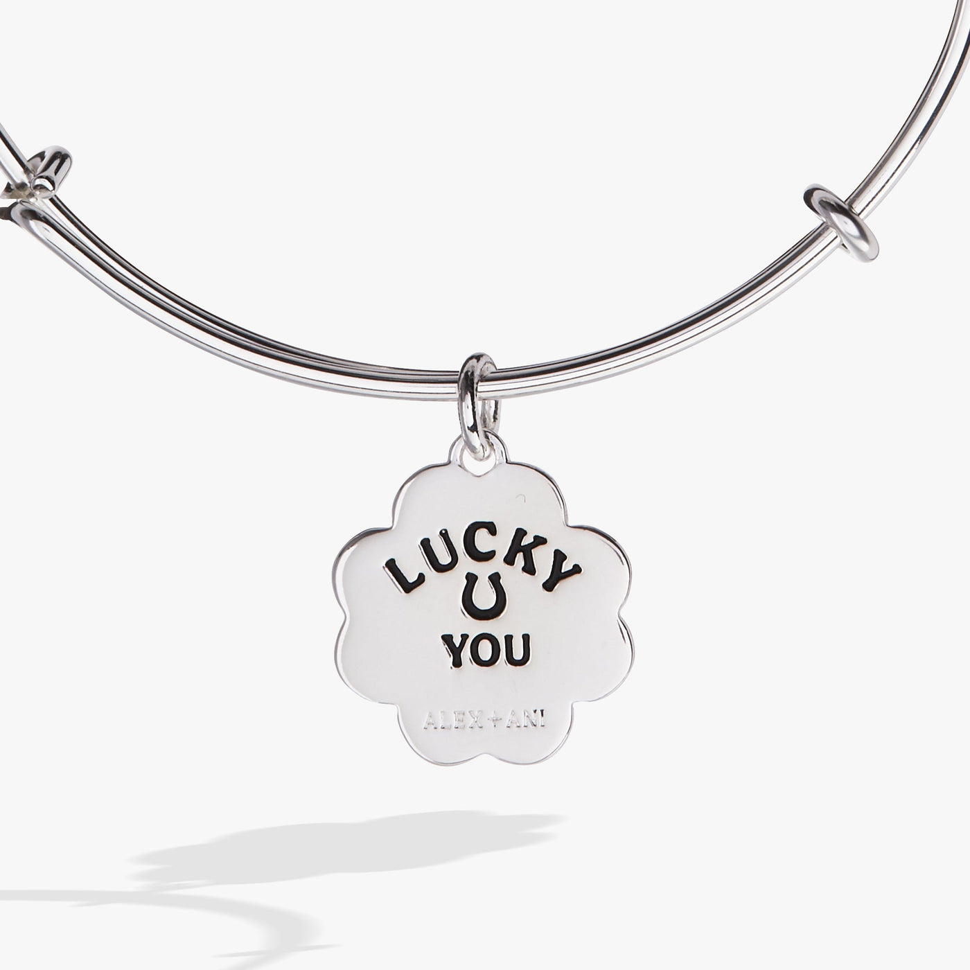 Four-Leaf Clover Charm Bangle