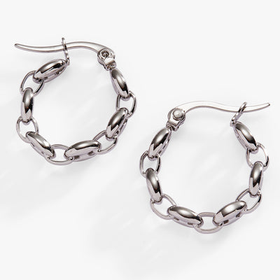 Frozen Mariner Chain Hoop Earrings