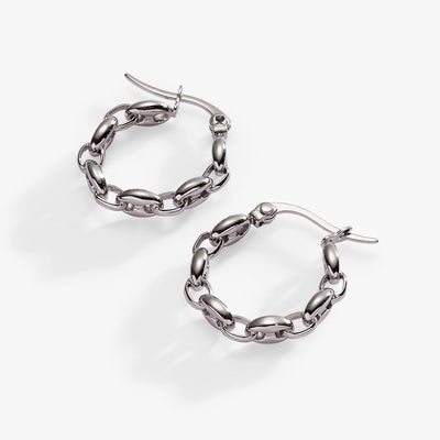 Frozen Mariner Chain Hoop Earrings