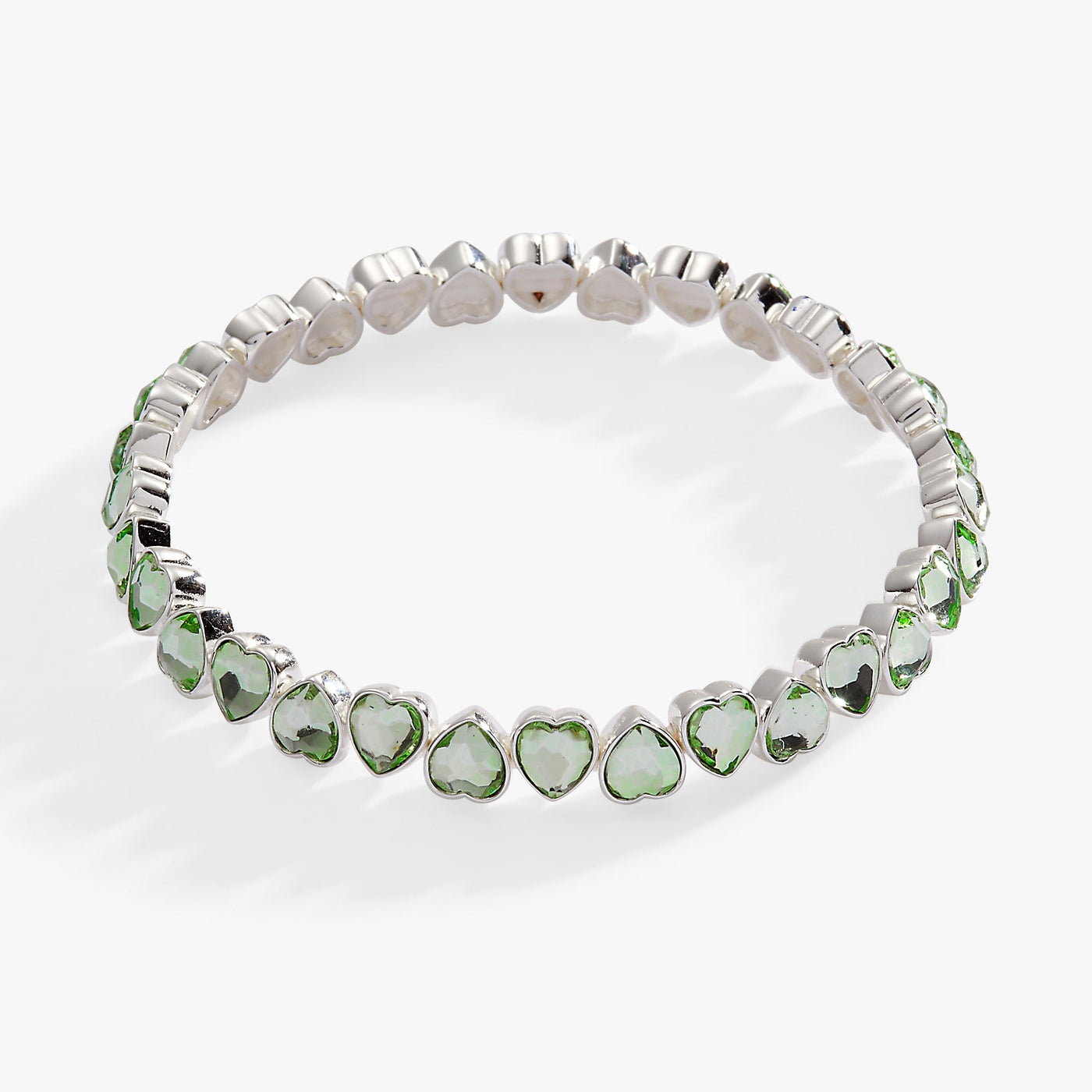 Green Crystal Heart Stretch Bracelet