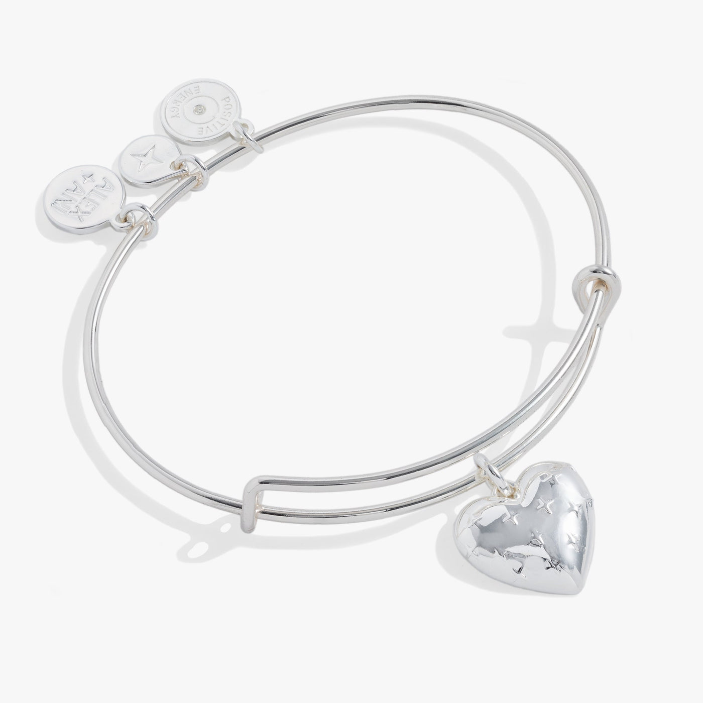 Silver Metal Heart Charm Bangle