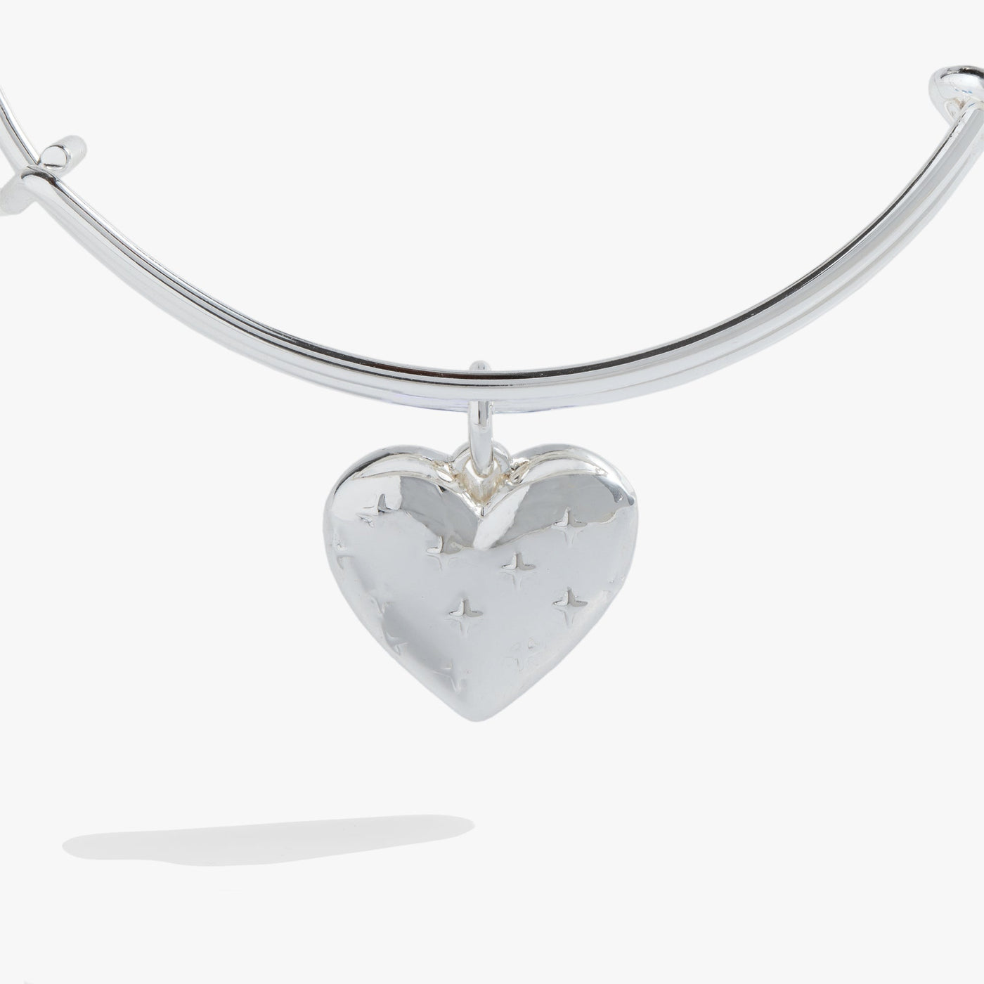 Silver Metal Heart Charm Bangle