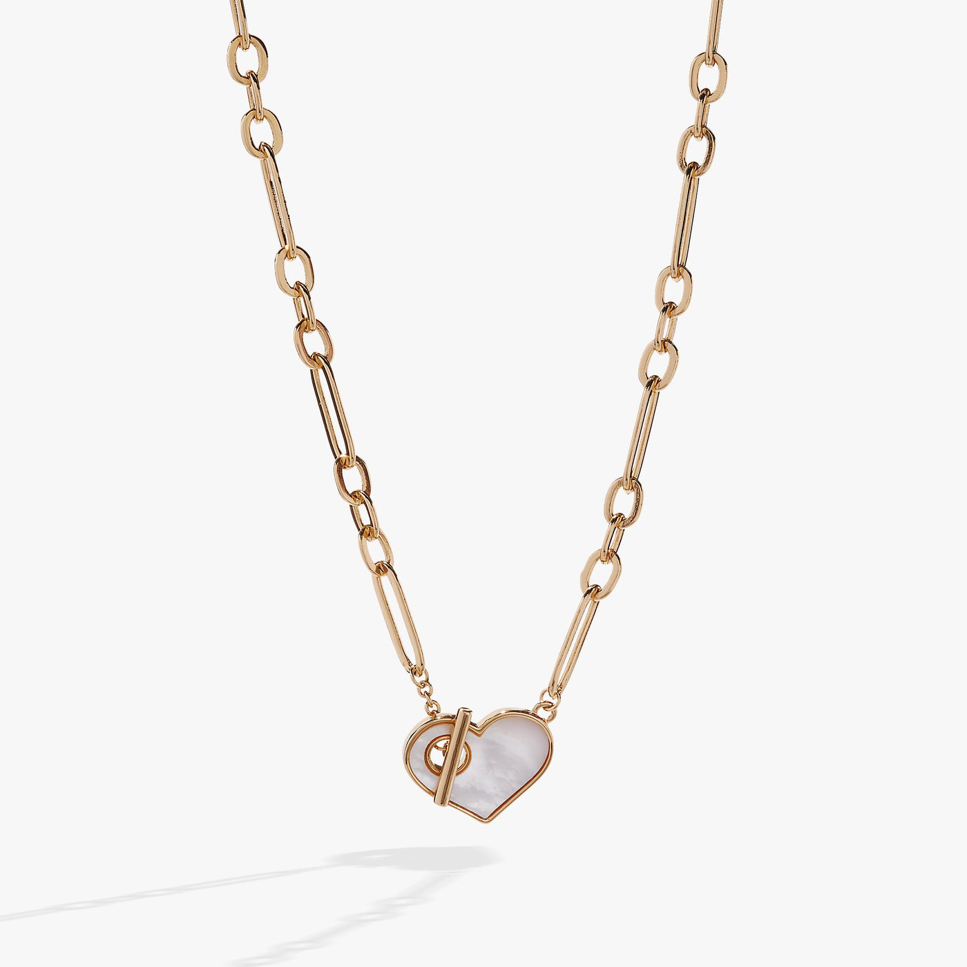 Mother of Pearl Heart Toggle Necklace