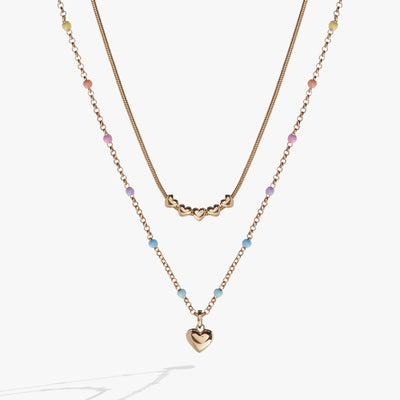 Multi Colored Heart Layered Necklace