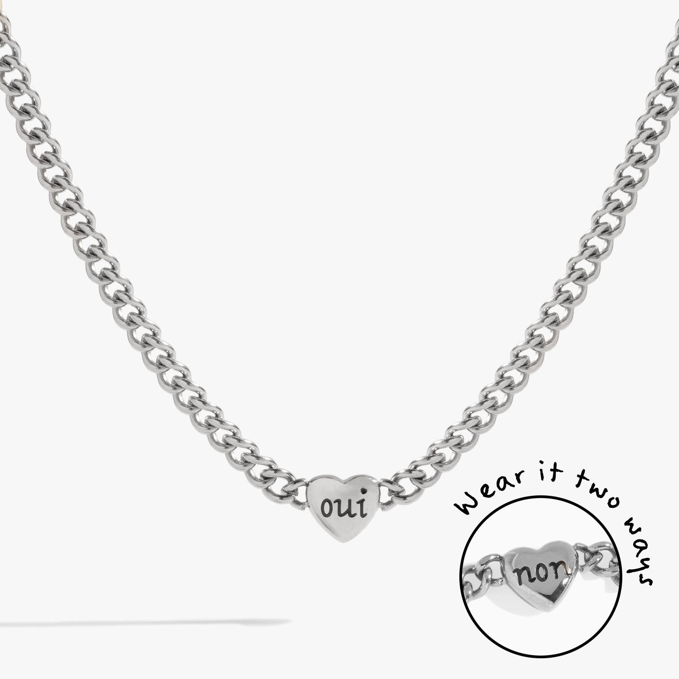 Oui & Non Reversible Heart Inline Necklace