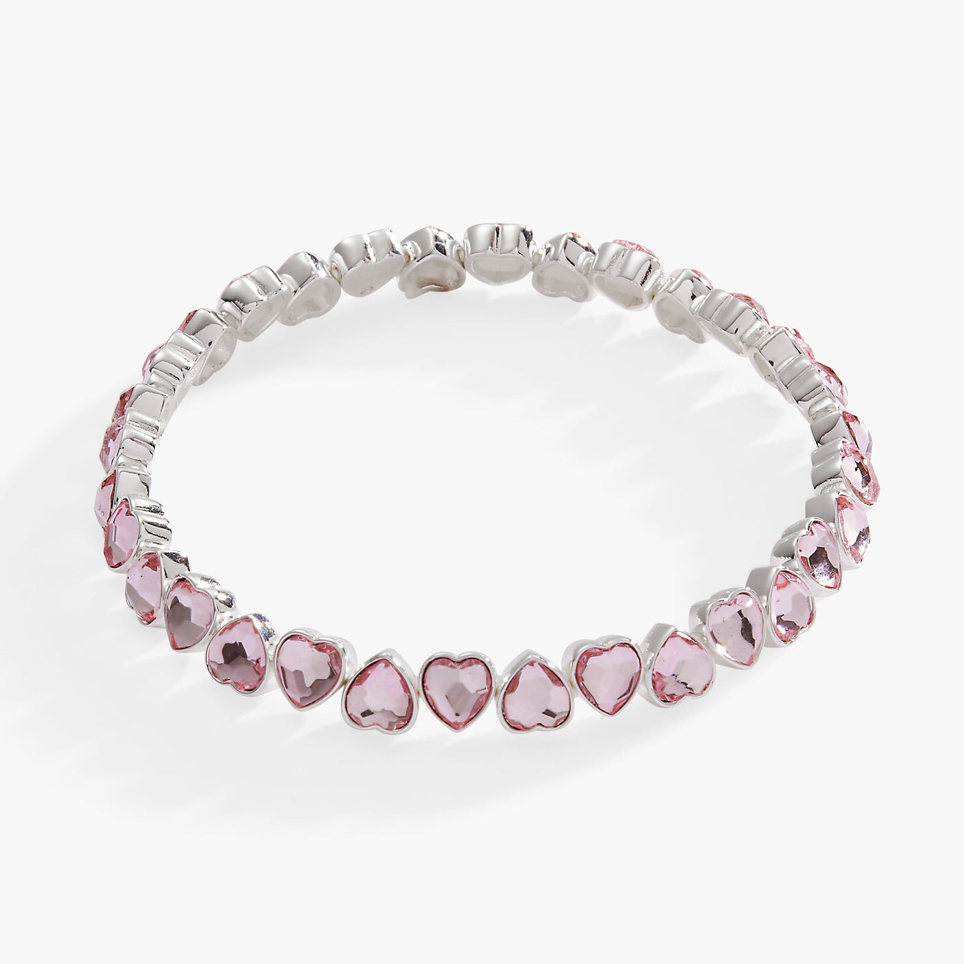 Pink Crystal Heart Stretch Bracelet