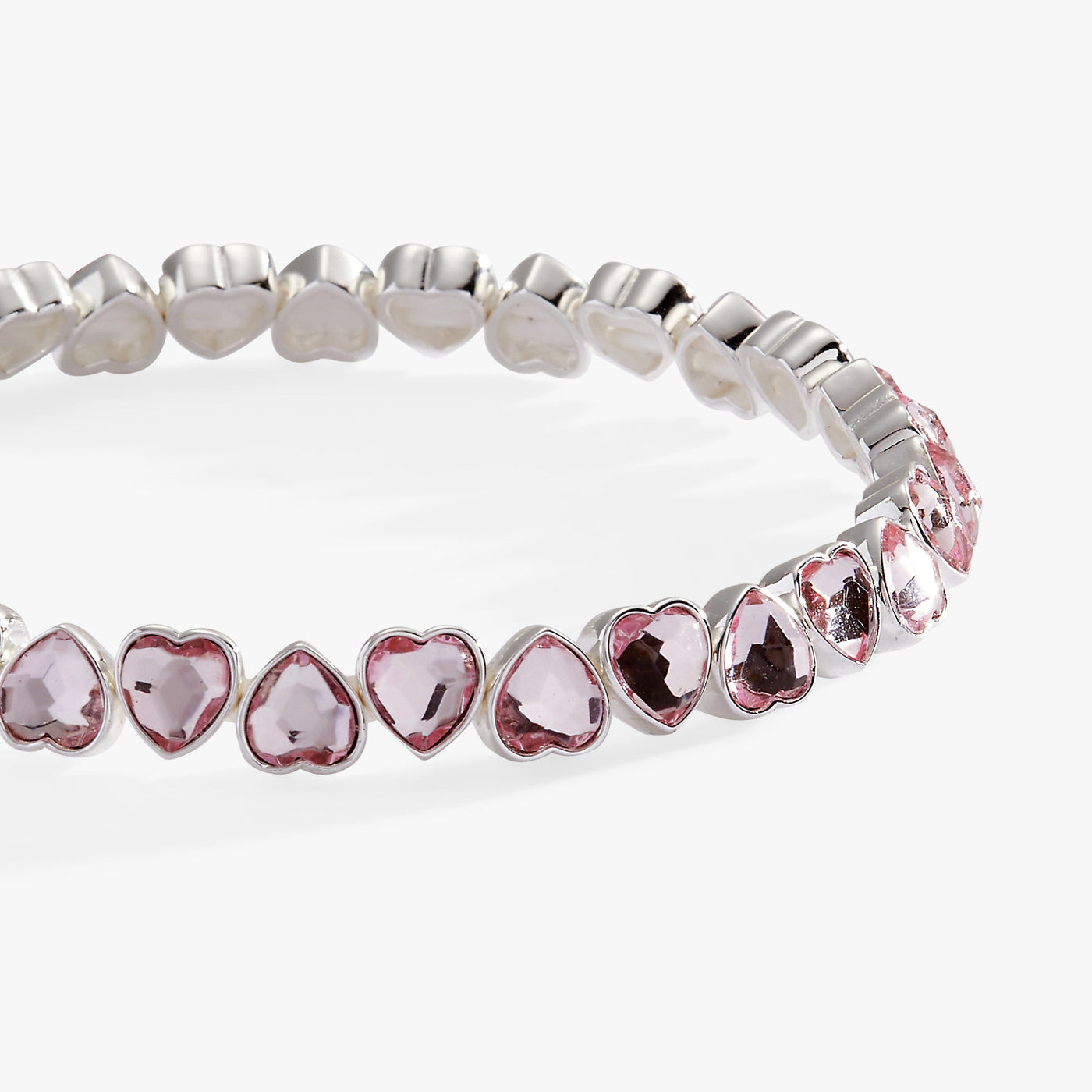 Pink Crystal Heart Stretch Bracelet