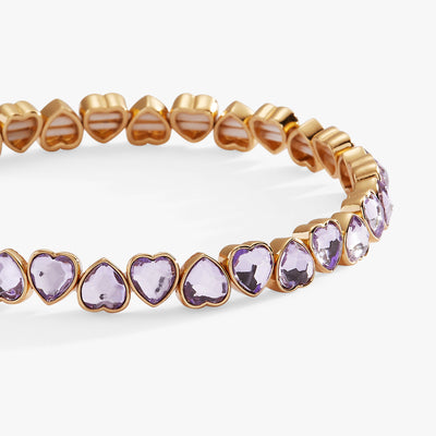 Purple Crystal Heart Stretch Bracelet