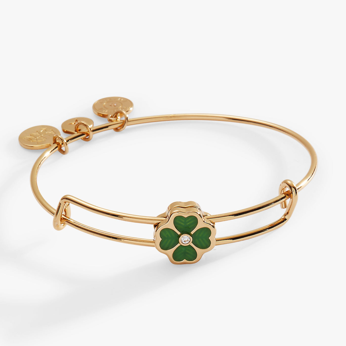 Four-Leaf Clover Slider Charm Bangle